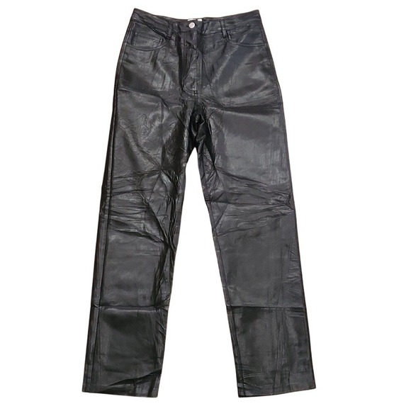 Wilfred Pants - Artitzia Wilfred Vegan Leather Straight Leg Boho Edgy Baddie Black 8 High Rise